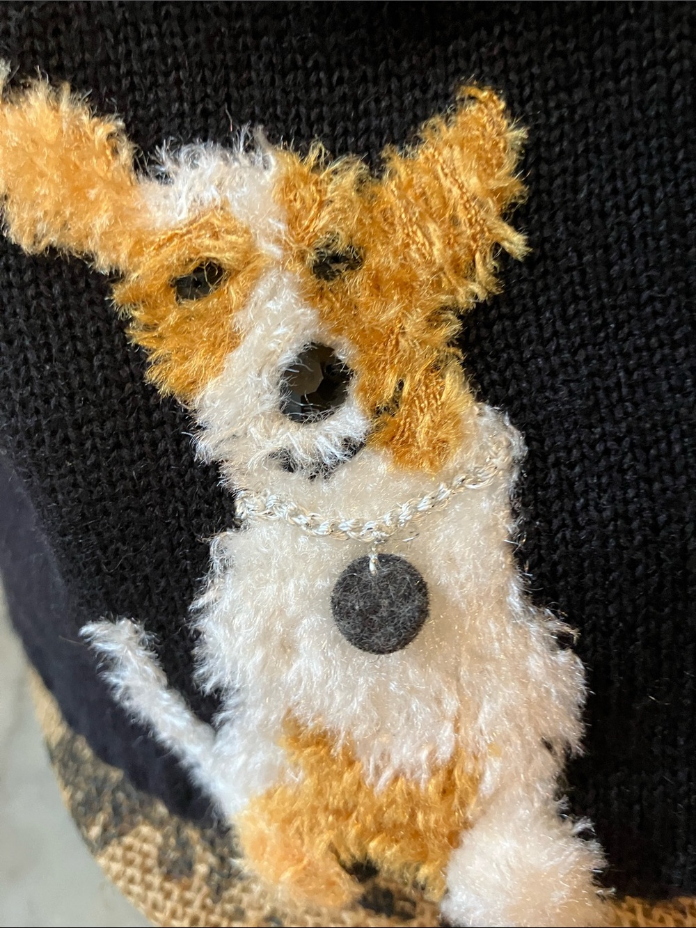 Michael Simon Black Knit Dogs Design Fabulous Vintage Cardigan Gorgeous Piece! M - Picture 11 of 12